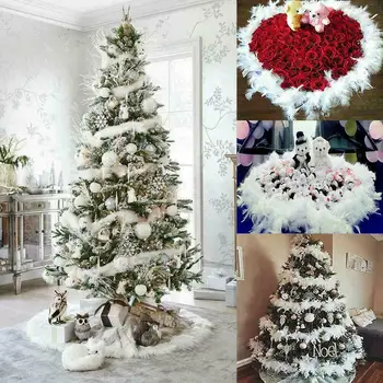  2M Vianočný Stromček Biele Pierko Boa Pásy Vianoce Páse s nástrojmi Strany Garland Dekor Krásna pre Strany Pletie Dekorácie