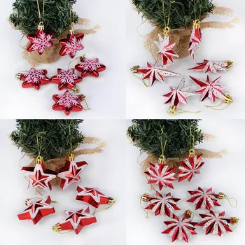  5-6pcs/Box Vianočné Plastové Červená Hviezda Visí Ozdoby Na Domáce Vianočný Strom DIY Prívesok Veselé Vianočné Dekorácie Nový Rok Darček