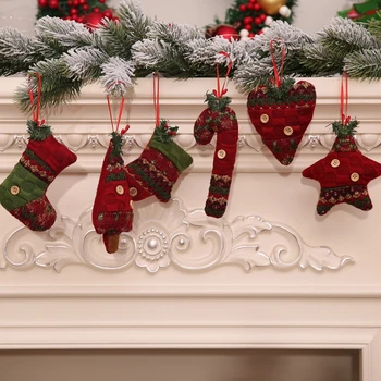  Vianočné Prívesok Rukavice, Topánky Barlu Star Láska Srdce Tvar Vianočný Stromček Visí Textílie Home Party Dekorácie