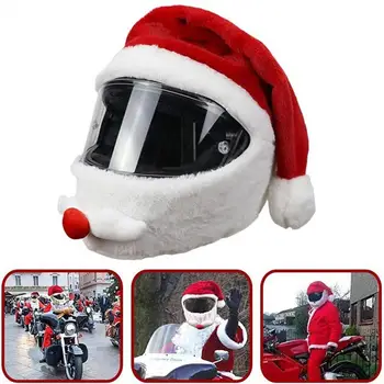  Cute Santa Prilba Kryt Plyšové Ručne vyrábané Vianočné Štýl Slávnostné Dotyk Motocyklové Prilby Rukáv na Koni