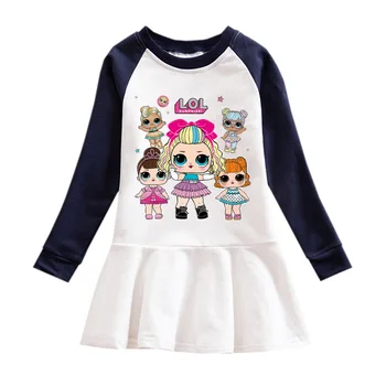  LOL prekvapenie Dievčatá šaty s dlhým rukávom bavlna detské oblečenie na jeseň jar nové LOL bábika cartoon girl šaty