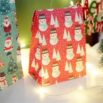  10pcs Nový Rok 2022 Santa Vrecia Vianočný Papier Darčekové Tašky Vianoce Elk Strom Tašky Vianočné Cukrovinky Tašky Navidad 2021 Noel Darčeky