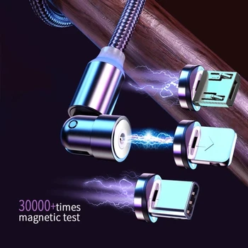  Otočiť Magnetické Kábel o 360 Stupňov USB Typu C Nabíjací Kábel Rýchle Nabíjanie Magnet Nabíjačku 540 Otočiť Micro Magnetické Kábel
