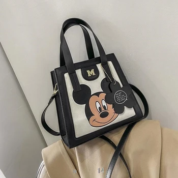  Disney nové tlačené farba Mickey Mouse, Minnie zodpovedajúce Phopping taška ženy taška módu Tote bag veľkú kapacitu jedného taška cez rameno