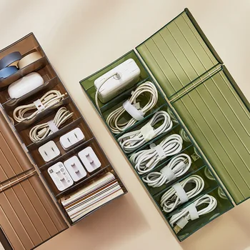  Kábel Úložný Box S Vekom, z Priehľadného Plastu Údaje Line Úložného Kontajnera, písací Stôl Papiernictvo make-up Organizátor Tlačidlo a Šperky Box