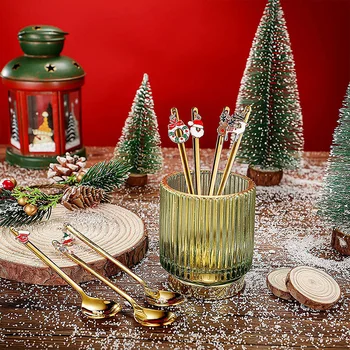  Vianočné Ozdoby Kávovú Lyžičku Vianočný Darček Box Set Vianočných Ozdôb Čaju Lyžičku Nový Rok 2022 Dovolenku Strany Home Decor