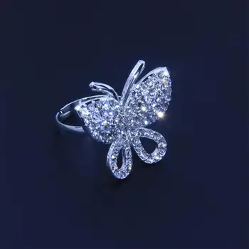  Stonefans Pohybujú Obrúsok Motýľ Krúžky pre Svadby Zlato Strieborná Farba Resizable Nastaviteľné Drahokamu Prstene pre Ženy Šperky