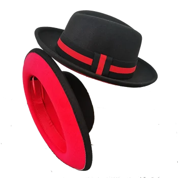 červená mužov fedora dve tónovaný fedoras pre mužov black red spodnej plstený klobúk jazz klobúk tvrdý klobúk perfomance klobúk žien a mužov cirkvi klobúk