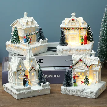  European Vianočné Dediny Biely Nádherný Dom Budovy Dovolenku Dekorácie Živice Vianočný Strom Ornament Darček Nový Rok Dekor Remeslá