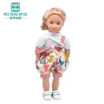  Fit 45 cm American Doll oblečenie Móda Cartoon popruh nastaviť bunda šaty Denim šortky Hračky Dievča darček
