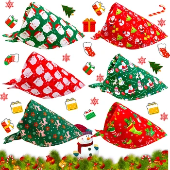  Pet Trojuholník Bandanas Vianočné Santa Jeleň Tlač Veľkých Psov Šatku Šatku Okolo Krku Golier Šteňa Psa Pet Motýliky Slobber Uterák Oblečenie