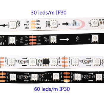  5m WS2811 RGB Led Pásy Svetla 30/48/60leds/m 1 IC Ovládanie 3 Led Svetlé Normálne Led Svetlá DC12V