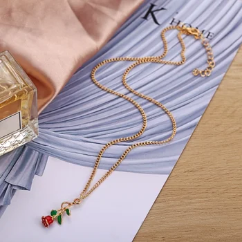  Delysia Kráľ Rose náhrdelník prívesok retro jednoduché zlato clavicle reťazca
