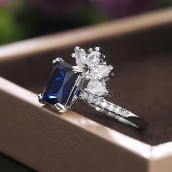  CAOSHI Charms Zásnubné Prstene pre Ženy Lesklé Strieborné Farebné Mozaikové Námestie Veľkým Zirkónom Moderný Koktail Party Šperky Hot Predaj