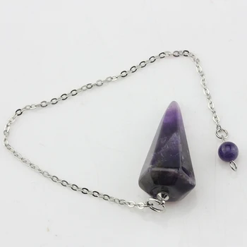  Horúcich Prírodných Purple Stone Crystal Tvárou Kyvadlo Pendulos Pyramídy Liečenie Reiki Čakra Proutkaření Prívesok Pre Mužov, Ženy Šperky