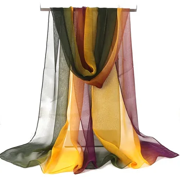  Nové Módne Gradient Farba Pevné Šatku Ženy Foulard Šifón Georgette Dlhý Šál Lete Bandana Elegantné Hidžáb 50*160 cm