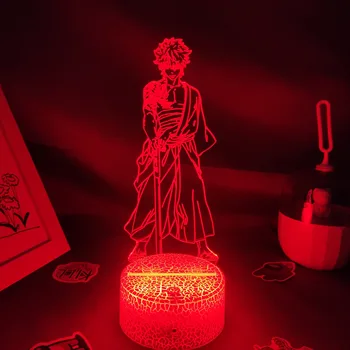  3D Nočné Svetlo Anime Gintama Manga Obrázok Sakata Gintoki Siro Yasha Led RGB Neon Batérie USB Lávové Lampy Stolové Dekorácie Pre Domov