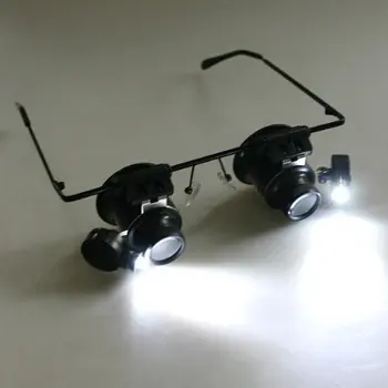  MYLB-Sledovať Opravu zväčšovacie sklo Loupe 20X Okuliare S LED Svetlom