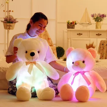  50 Tvorivé rozsvieti LED Induktívne macko Vypchaté Zvieratá Plyšové Hračky Farebné Žiariace macko Vianočný Darček pre Deti