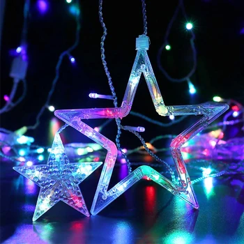  12 Hviezd 138 Led Okno String Svetlo Vianočné Rozprávky Svetlo S Chvost Plug Led Star Opony String Svetlá Home Party Dekor P45