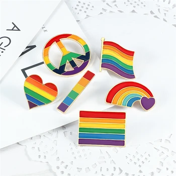  Dúhové Vlajky Srdce Brošne LGBT Pride Lesbičiek Gay Symbol Smalt Kolíky Tvorivé Kovové Vlastné Šperky Klope Batohu Odznaky Dary