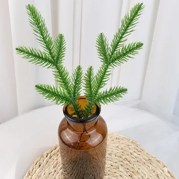  Falošné Zelené Rastliny, 5 Vidličky Ihličia Vianočný Strom Dekorácie Borovica Pobočky Umelej Tráve Vianočné Príslušenstvo DIY Veniec