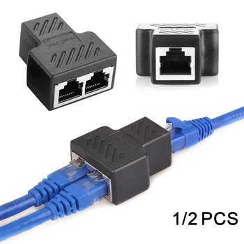  1 Na 2 Spôsoby, ako RJ45 Ethernet LAN Siete Splitter Dvojité Adaptér Porty Spojka Konektor Extender Adaptér Zapojte Konektor pre Adaptér