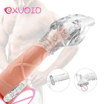  EXVOID Penis Vibrátor Krúžok Sex Shop Oneskorenie Ejakulácie Sexuálne Hračky pre Páry Silikónových Kondóm Kohút Vibračný Krúžok Žaluďa Penisu Kryt