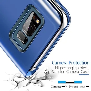  Pre Samsung Galaxy A10 A20 A30 A40 Prípade, Smart Mirror Flip Stojan, Kryt Pre Samsung A50 A60 A70 A30S A50S A70S Kožené Telefón Prípadoch