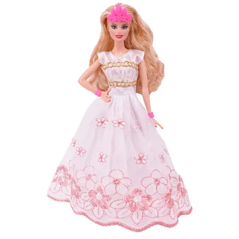  Bábiky Oblečenie Princezná Šaty Hostiny, Párty Krásne Šaty Flower Vyšívané perlinkové tkaniny Sukne pre 11.8 palcový Bábika Barbie Príslušenstvo
