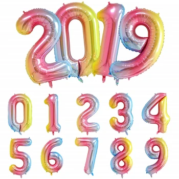  16 32inch Počet Hliníkových balónikov dekorácie narodeniny rainbow Silver rose Gold 0-9 Počet Fólie, Svadobné dekorácie dospelých