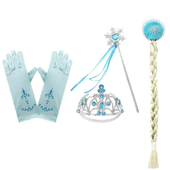  Dievčatá Elsa Príslušenstvo Rukavice Prútik Koruny Šperky Set Elsa Parochňu Opletenie pre Princezná Šaty Snehová Kráľovná 2 Elsa Princezná Príslušenstvo