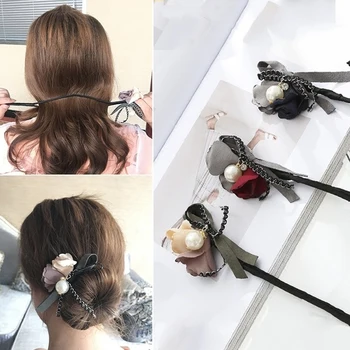  Pearl Kvety Vlásenky pre Dievčatá Pevné vlasy Scrunchies Hairclip Načechraný Karbonátok Hairband Módne Doplnky do Vlasov