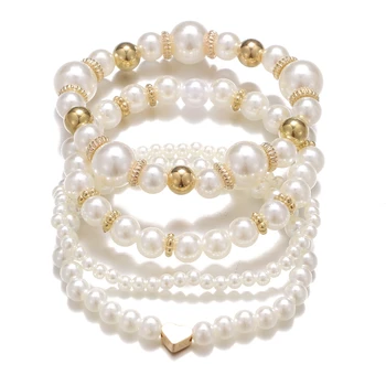 IFMIA Luxusné Módne Pearl Reťazca Náramok Trendy Geometrie Srdce Náramok pre Ženy 2021 Svadobné Svadobné Šperky, Darček pre Milovníkov