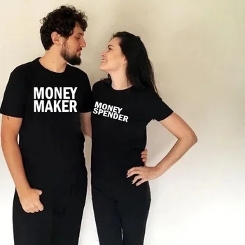  Kráľ, Kráľovná Páry T Shirt Money Maker Spender Tlač Pár Tričko Letné Módy Žena T-shirt Príležitostné O-Krku Milovníkov Tee Tričko