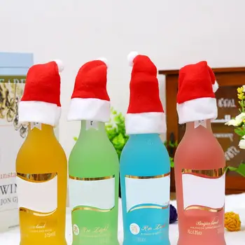  Mini Santa Claus Klobúky Vianočné Fľaša Vína Spp Dekorácie Vianočné DIY Darček Rekvizity Vianočné Klobúk Xmas Party Dekorácie, Doplnky