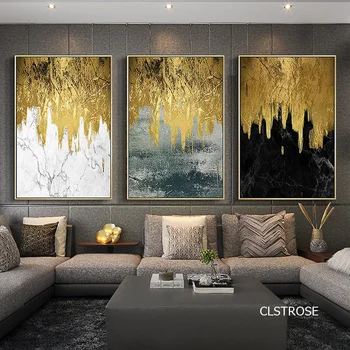 Zlaté Abstraktné Plátno Veľkolepé Krajiny Plagáty Nordic Modernom Štýle Art Maľovanie Obrázkov na Obývacia Izba Domova