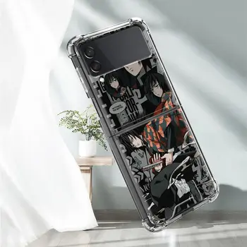  Airbag Telefón puzdro Pre Samsung Galaxy Z Flip3 Mäkký Kryt Pre ZFlip 3 5G Shell Trend Maľované Príslušenstvo Coques Démon Vrah Anime