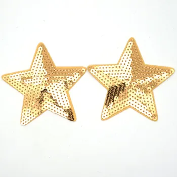  2 ks Gold Star Srdce Vyšívané Patch Žehlička Na Škvrny Šitie Nášivka Odznak Oblečenie Škvrny Nálepky Oblečenie Craft Príslušenstvo