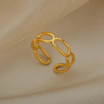  Trendy Duté Geometrické Prstene Pre Ženy, Mužov Stianless Ocele Zlato Pár Zásnubné Prstene, Svadobné Otvoriť Krúžky 2021 Šperky Darček