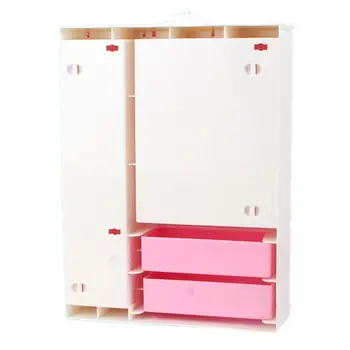  Tri-dvere Ružová Moderný Šatník Hrať sada pre Barbi Nábytok Môžete Dať Obuv Oblečenie Príslušenstvo s Toaletný Zrkadlo Dievčatá, Hračky