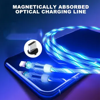  Kruhové Magnetické Streamer Údaje hlavu Magické Noci Svietiť Mobilný Telefón Nabíjanie hlava Pre Apple Android Typec