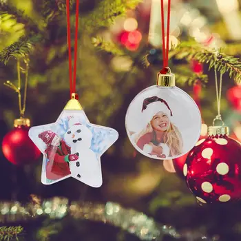  Vianočné Priehľadného Plastu DIY Foto Päť-hviezdičkový Loptu Ozdoby na Vianočný Stromček Vianočný Strom Zavesenie Dekorácií Pre Domáce Deti Darčeky