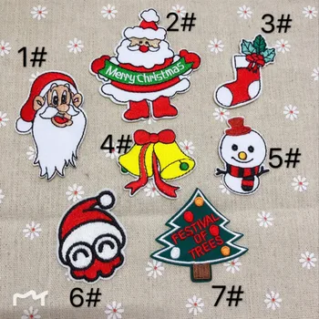 50pcs/veľa Výšivky Patch Santa Claus Ponožky Bell Snehuliaka, Vianočné Dekorácie, Šitie Odevov Príslušenstvo Biker Odznak Železa Tepla