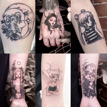  30pcs/set Dočasné Tetovanie Nálepky Sailor Moon Falošné Tetovanie pre Ženy, Dievčatá Telo Rameno Ruky Faux Tatouage Tatuaggi Temporanei