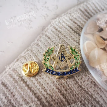  Slobodomurárstva Preklopke Kolíky Pamätný Odznak Mason Freemason BLM70 olivová ratolesť Mieru Priateľstvo Size2.6*2.3 cm Zliatiny Zinku Pozlátené