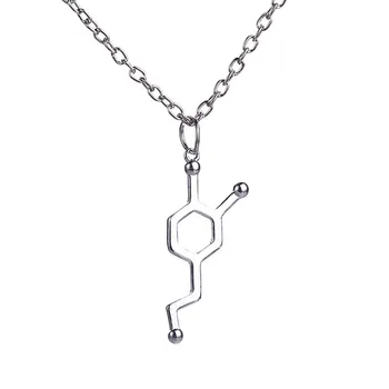  Tvorivosť Dopamínu 925 Silver Farba Prívesky, Náhrdelníky Pre Ženy, Mužov DNA Molekulárnej Štruktúry Náhrdelníky Pre Vedu Študent Dary