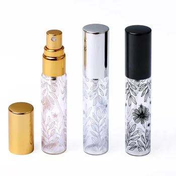  10 ml Mini Spray Parfum Fľašu Prázdne Sklenené Rozprašovač Naplniteľné Fľaše Leaf Dekoratívny Vzor Prenosné Kozmetické make-up Kontajner
