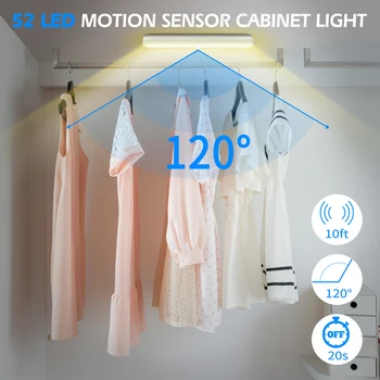  Senzor pohybu Svetelný Bezdrôtový Nočné Svetlo LED Lampa USB Nabíjateľné Noc Lampa Nočného pre Kuchyňa Podsvietenie Pre Skrine