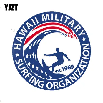  YJZT 14 CM*14 CM Havaj Vojenské Surfovanie Organizácie PVC Motocykel, Auto Nálepky 11-00330